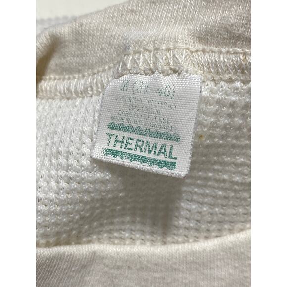Vintage Thermal Shirt Men’s Medium Ivory Long Sleeve - Picture 7 of 10